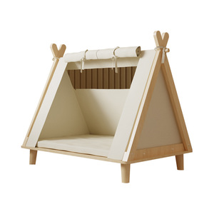 Toptan tüm sezon küçük köpek evi çevre dostu ahşap kapalı çadır ile katı desen sınır ötesi Pet yatak - Product Image 1