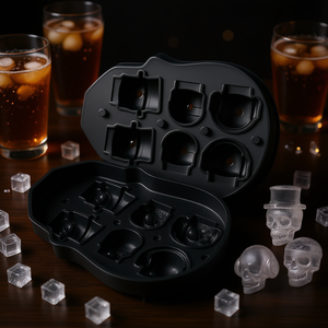 Molde Flexible de Silicona Negra con Forma de Calavera para Cubitos de Hielo, 6 Cavidades, Novedoso para Bebidas y Fiestas - Product Image 2