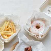 Ins-stijl moderne minimalistische picknick bento box van biologisch afbreekbaar bamboe papier voor dessert, burger, afhaalmaaltijden, fruit en lunch
