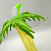 Tasse de jardin réutilisable en plastique à LED avec paille Conception de palmier réutilisable pour les fêtes d'anniversaire des enfants Tasses à thé et soucoupes