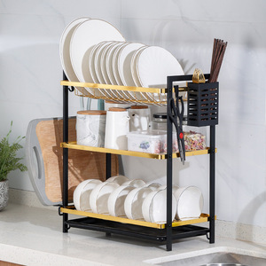 Égouttoir à torchons de cuisine double couche en acier inoxydable, support de rangement au design moderne - Product Image 3