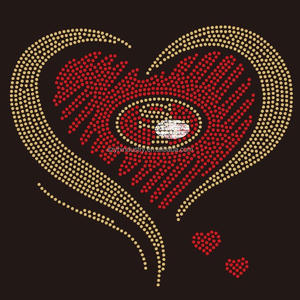 Calcomanías de transferencia de diamantes de imitación de San Francisco 49ers de corazón ostentoso personalizado para camisetas pegatinas de transferencia del equipo de fútbol <span class=keywords><strong>americano</strong></span> 49ers - Product Image 1