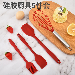 5 Piece Silicone Baking Tools Set With Whisk Spatula Scraper Brush For Kitchen Cooking - Product Image 3