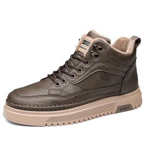 Zapatos de invierno para hombre con forro de lana, suela gruesa, zapatillas deportivas casuales con cordones, parte superior sintética, suela de goma EVA. - Product Image 5