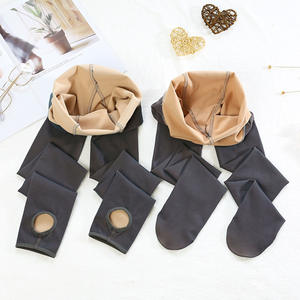 Mallas de lana gruesas de talla grande para Otoño e Invierno para mujer, mallas grises falsas transparentes cálidas de una pieza para exteriores - Product Image 4