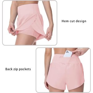 Shorts de course à séchage rapide pour femmes FOXA, taille haute avec poches zippées, shorts de tennis pour l'entraînement - Product Image 6