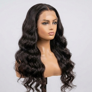 Perruque à fermeture en dentelle HD 5x5 de haute qualité, cheveux humains 100% vierges à cuticules alignées, ondulés naturels, double épaisseur, pointes épaisses - Product Image 1