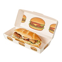 Boîtes à hamburgers personnalisées en carton blanc de qualité alimentaire, écologiques, biodégradables, avec logo en feuille d'or, finition brillante