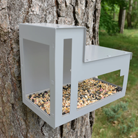 Mangeoire à oiseaux JH-Mech, maison pour oiseaux sauvages moderne, montage mural et sur arbre, en acier au carbone blanc avec revêtement en poudre, pour l'extérieur