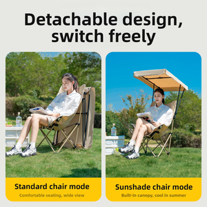 Chaise <span class=keywords><strong>de</strong></span> <span class=keywords><strong>camping</strong></span> portable pliable <span class=keywords><strong>l</strong></span>égère surdimensionnée avec auvent et poche latérale pour la pêche, le <span class=keywords><strong>camping</strong></span> et la plage - Product Image 2