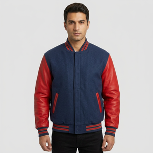 Blouson Bomber Unisexe en Cuir Style Varsity Streetwear avec Broderie Chenille Personnalisée de Haute Qualité, Patchwork et Motifs Cartoon pour l'Hiver - Product Image 1