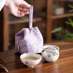 Caramel Hand-painted Wave Dot <b>One</b> Pot <b>One</b> <b>Cup</b> Tea <b>Cup</b> Teapot Single Special Household Travel Convenient Suit - Product Image 3