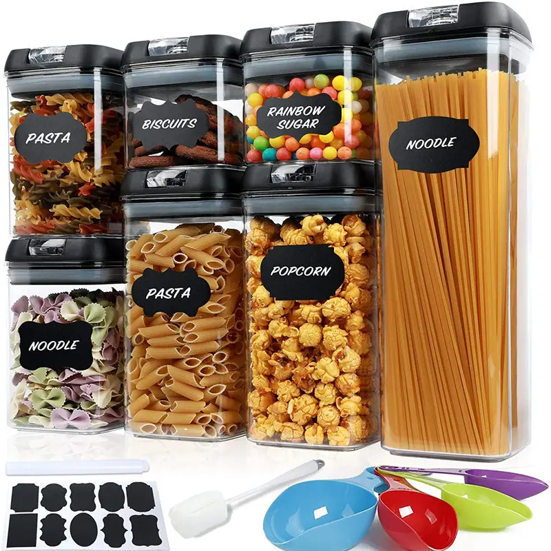 Scatola di immagazzinaggio Multigrain ermetica di alta qualità 7 pz/set contenitori impilabili per alimenti secchi in plastica barattolo sottovuoto sigillato sottovuoto