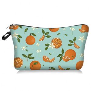 Fashionable Fruit Orange Series Cosmetic Bag Handheld Zipper Portable Travel Wash <b>Storage</b> Made Polyester <b>Makeup</b>,Dumpling Carrier - Product Image 2