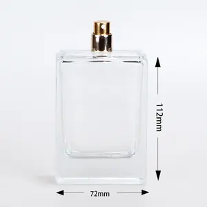 Botol Kaca Kosong Persegi Datar Beku Bening Botol Parfum Desain Baru dengan Kemasan