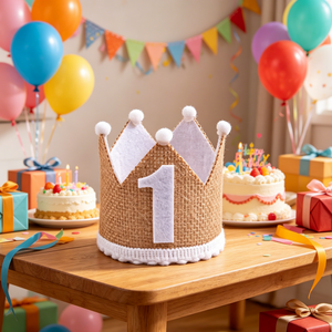 Accesorios Novedosos para Fiestas de Baby Shower, Gorros de Corona de Algodón y Lino para Niños, Accesorios para Sesiones de <span class=keywords><strong>Fotos</strong></span> de <span class=keywords><strong>Cumpleaños</strong></span>, Gorros de Corona para el Primer <span class=keywords><strong>Cumpleaños</strong></span> del Bebé - Product Image 2