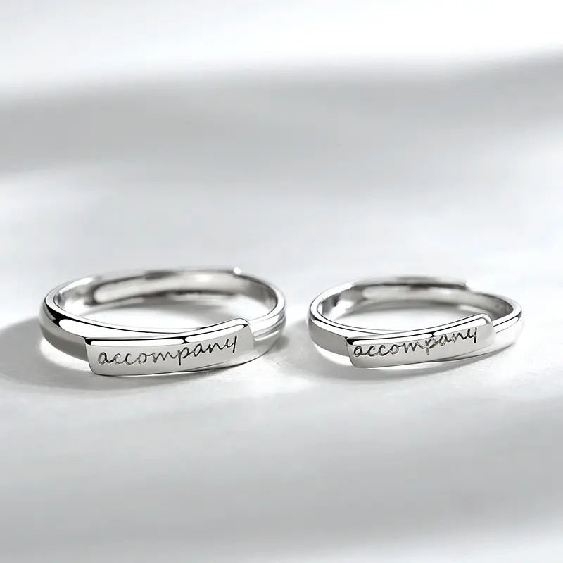 Fede nuziale in argento Sterling 925 ridimensionabile regalo uomo e donna con lettera incisa personalizzata