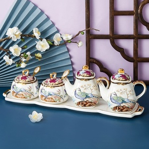 Luce di Lusso Creativo Per La Casa In Ceramica Da Tavola Olio Sale Salsa di Aceto Bottiglia di Condimento Vaso di Spezie Condimento Scatola Combinazione <span class=keywords><strong>Set</strong></span> - Product Image 4