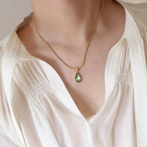 S925 Sterling Silver Grandmother Green Diamond <b>Pendant</b> <b>Pearl</b> Retro Luxury Small Group High Design Female Perfume Bottle Necklace - Product Image 3