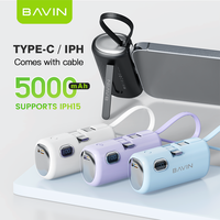 Banque d'alimentation portable BAVIN Factory PC1092S PC1091S, petit format, port USB-C, charge rapide, 5000 mAh, pour téléphone