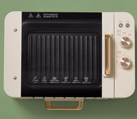 Barbecue Grill Électrique Automatique Sans Fumée Multifonction 3-en-1 Moderne pour Table, avec Friteuse et Rôtissoire Rotative à 360° pour Brochettes et Kebab