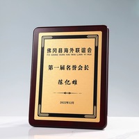 Plaques de récompense vierges personnalisées en bois rouge plaqué aluminium doré avec finition piano MH-NJ0453