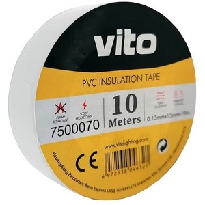 Ruban isolant en PVC Vito 15 mm 10 m blanc ignifuge - Product Image 1