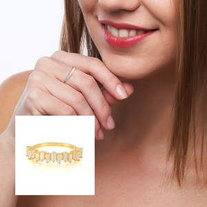 Bague ROXI en argent 925 pour femme, rectangulaire, carrée, avec zircon cubique blanc, plaquée or 18 carats, bijoux - Product Image 3