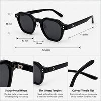 Lunettes de soleil polarisées géométriques noires tendance UV400 pour hommes et femmes, monture carrée rétro en acétate, haut de gamme et stylées