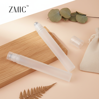 Flacons de parfum vides de 5 ml, 8 ml, 10 ml, flacons d'huile de parfum à bille avec têtes roulantes, flacons d'huile de parfum ronds en plastique givré à bille