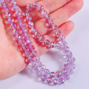 Cuentas de bolas facetadas de 8mm, materiales de fabricación de <span class=keywords><strong>pulseras</strong></span> DIY chapados en Color, cuentas acrílicas de vidrio Artificial sueltas, accesorios de joyería - Product Image 3