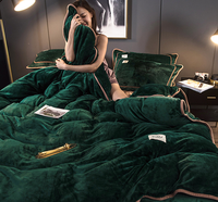 Ensemble de literie en flanelle épaisse 4 pièces housse de couette en velours polaire doux reine King Size drap de lit d'hiver ensemble de literie en velours