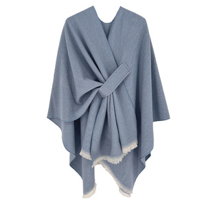 Mới Mùa Thu Và Mùa Đông Hỗn Hợp Màu Sắc Đồng Bằng Chia Cashmere Khăn Choàng Bán Buôn Màu Sắc Đồng Bằng Áo Choàng - Product Image 1