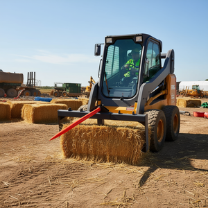 Cargador de pacas de heno de 49 pulgadas para minicargadora, capacidad de 1600 lb con estabilizador, enganche rápido para uso agrícola - Product Image 2