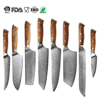 Ensemble de 8 couteaux de cuisine en acier Damas à 67 couches, faits à la main, en acier inoxydable à haute teneur en carbone, boîte cadeau personnalisée, emballage avec logo