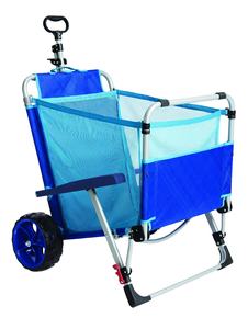 Chaise de plage pliable de jour de poisson 2 en 1 chaise de plage pliante de camping avec auvent combinaison intégrée de chariot de traction de chariot - Product Image 4