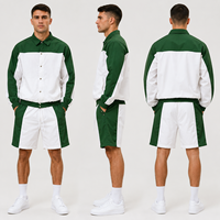 Ensemble de survêtement décontracté pour homme, personnalisé avec logo OEM/ODM, en nylon froissé léger, color block, style streetwear et techwear, chemise boutonnée et short