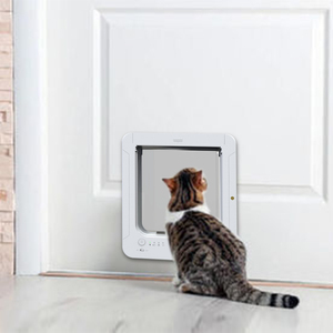 Porte pour animaux de compagnie électrique <span class=keywords><strong>avec</strong></span> écran et <span class=keywords><strong>puce</strong></span>, verrouillage à 4 voies, couverture automatique, porte intelligente pour chat et chien - Product Image 4