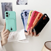 Étui Portefeuille Couleur Unie pour iPhone 15 16 17 Pro Max 14 13 Plus 12 11 Pro avec Porte-Cartes en TPU – Coque de Téléphone Mobile