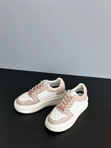 Chaussures décontractées en cuir à semelle épaisse pour femme, rehaussantes, à lacets, colorées et polyvalentes, style sport - Product Image 5
