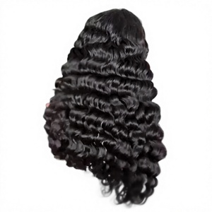 Peluca de Cabello Humano Natural Negro con Ondas Rizadas Profundas, con Frente de Encaje Invisible HD, sin Pegamento, Cabello Virgen - Product Image 1