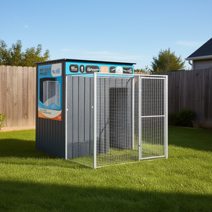 Casa para Perros de Acero Galvanizado de 65x98.8x71.3 Pulgadas con Corral, Muebles para Mascotas de Exterior para Razas Grandes, para Todas las Estaciones - Product Image 2