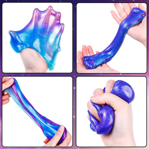 CHENXI Ensemble de slime fluide scintillant à faible teneur en borax, couleur macaron galaxie arc-en-ciel, personnalisable, sûr, non toxique, jouet éducatif DIY - Product Image 5