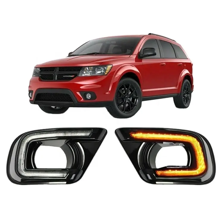 LED DRL gündüz çalışan far sis lambası delik dönüş sinyali FIAT Freemont için Dodge Journey 2014 2015 2016