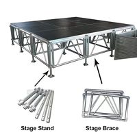 Plateforme de scène en aluminium modulaire à hauteur réglable avec rampe et escalier, pour concerts en plein air, événements, mariages, scène mobile