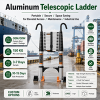 Échelle télescopique pliable en aluminium 150 kg, cadre extensible moderne certifié CE pour entrepôt, construction, industrie