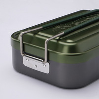 Boîte à lunch en aluminium de style japonais, antiadhésive, 800 ml, portable, pour pique-nique, camping, boîte bento de style industriel