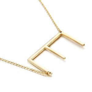 Minimalista de oro de la joyería de plata de oro rosa Color 26 A-Z nombre carta <span class=keywords><strong>M</strong></span> inicial largo grande letras alfabeto collar - Product Image 5