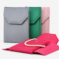 Pochette de rangement en velours personnalisée avec logo pour colliers, sac organisateur de bijoux à bouton-pression pour petites marques de bijoux, sac d'emballage cadeau