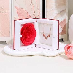 Hot-selling <b>Book</b>-shaped Rose Heart Graphic Romantic Jewelry <b>Box</b> Valentine's Day Surprise Ring Necklace Storage - Product Image 4
